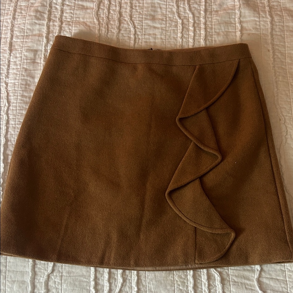 J. Crew Brown Ruffle Mini Skirt